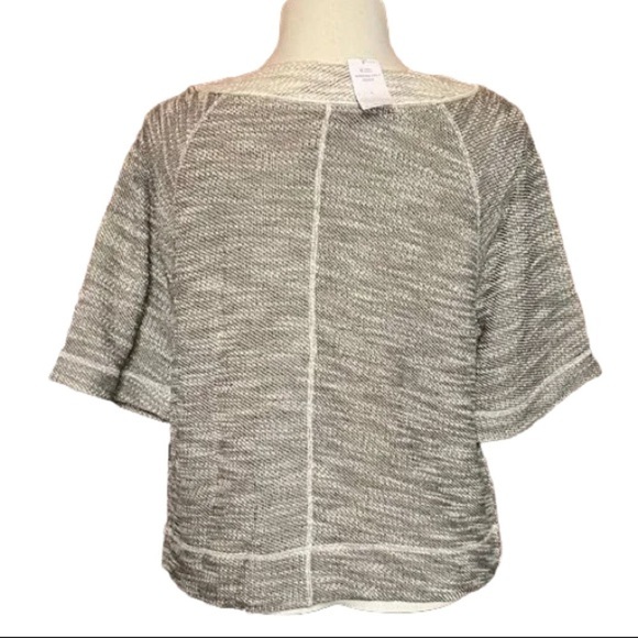 NWT Banana Republic  Short Sleeve Sweater Grey Drawstring Cotton Blend size M - Picture 2 of 7